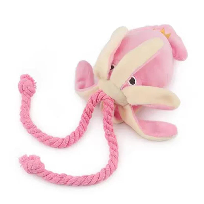 Dog toys; sound-emitting cotton rope octopus; durable chew toys for cleaning teeth; interactive pet toys.