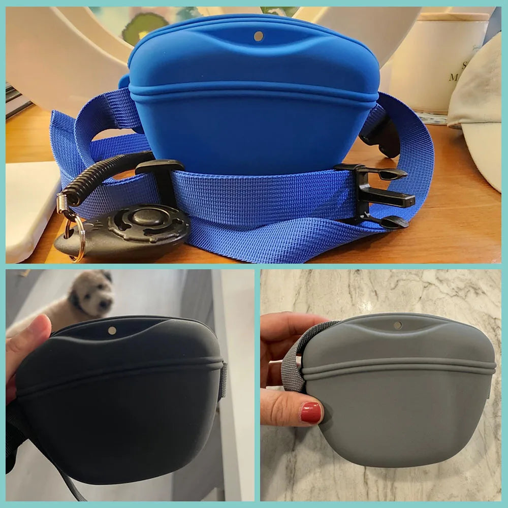 Pet Supplies Silicone Dogs Treat Bag Pet Portable Dog Training Waist Bag Outdoor Feeder Puppy Snack Reward Storage Bag with Belt