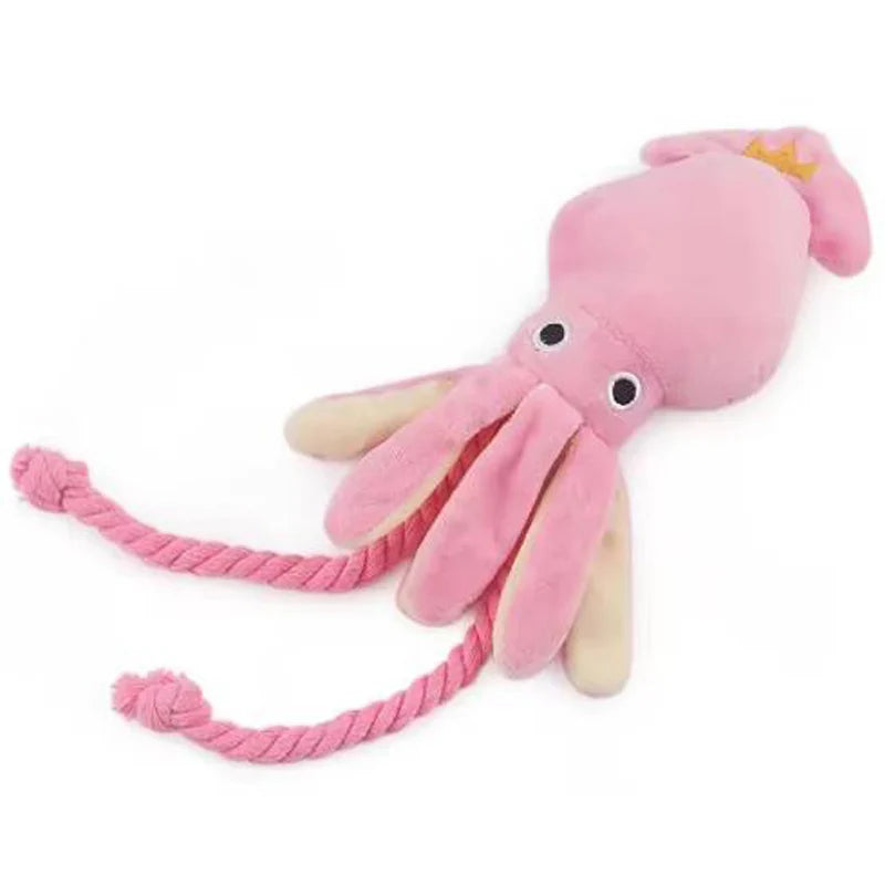 Dog toys; sound-emitting cotton rope octopus; durable chew toys for cleaning teeth; interactive pet toys.