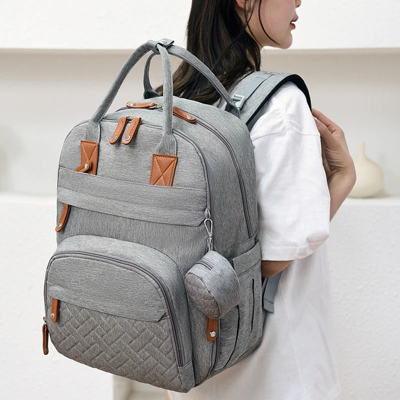 SafeHaven™ Waterproof Diaper Bag Backpack with Changing Bed