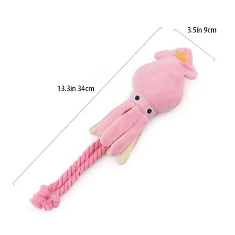 Dog toys; sound-emitting cotton rope octopus; durable chew toys for cleaning teeth; interactive pet toys.