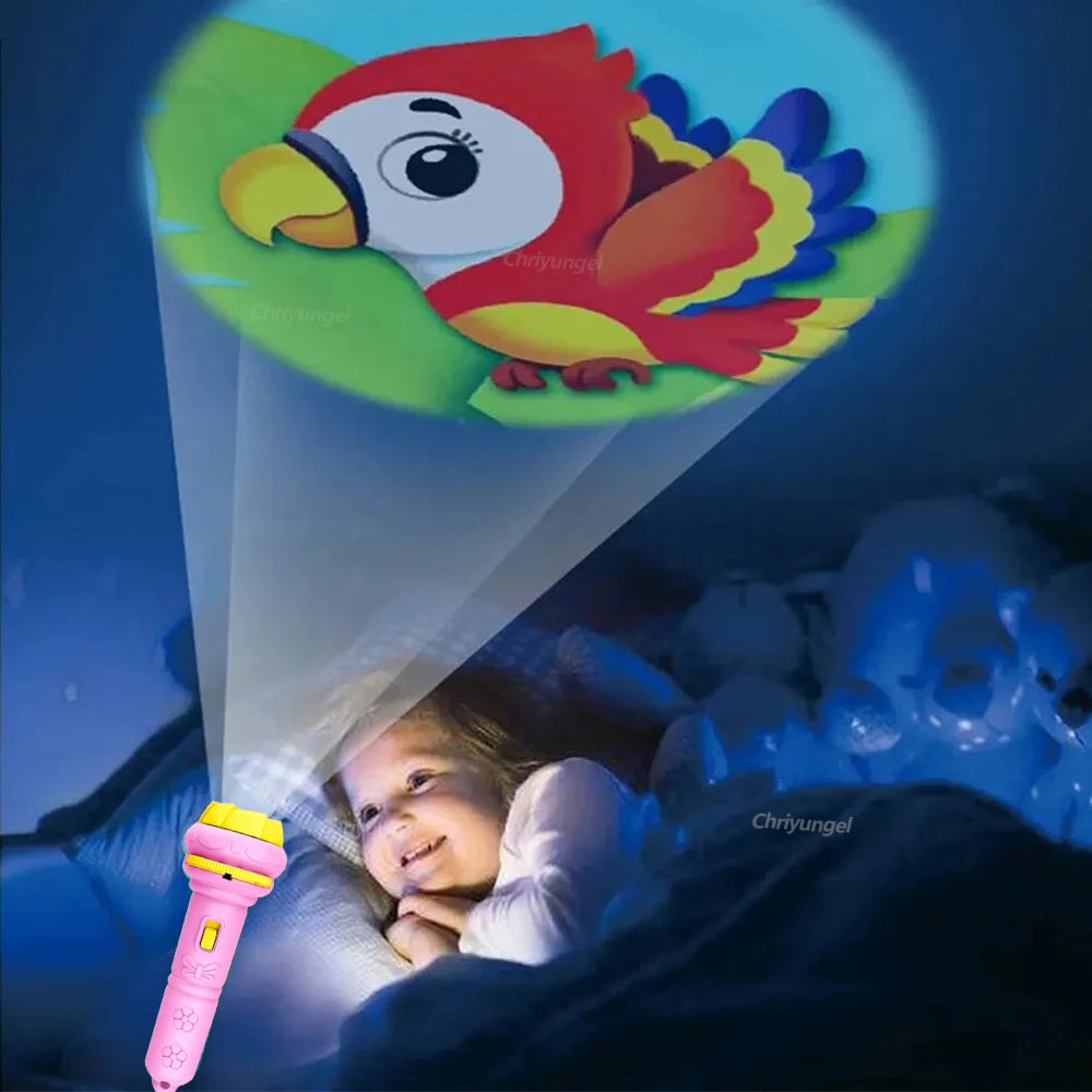 Projector Flashlight for Kids 10 Cards 80 Patterns Bedtime Toys Cartoon Light Educational Toy Gift for Toddler Boys Girls