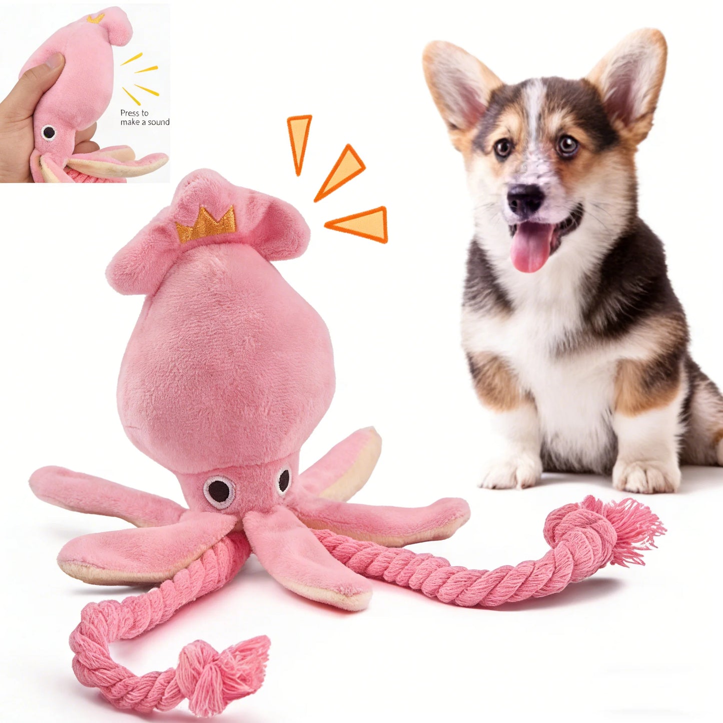 Dog toys; sound-emitting cotton rope octopus; durable chew toys for cleaning teeth; interactive pet toys.