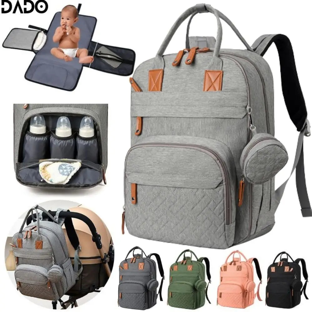 SafeHaven™ Waterproof Diaper Bag Backpack with Changing Bed