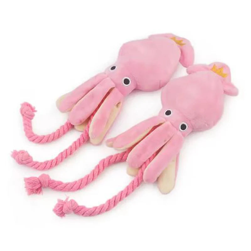 Dog toys; sound-emitting cotton rope octopus; durable chew toys for cleaning teeth; interactive pet toys.