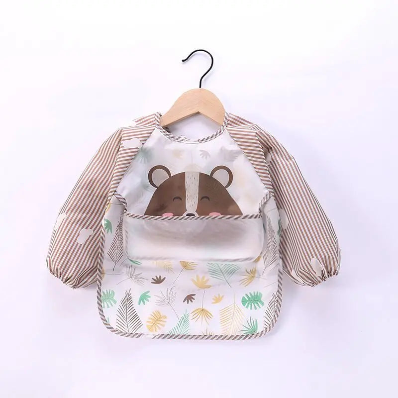 Waterproof EVA Full Sleeve Baby Bibs Children Apron Long Sleeve Feeding Smock Kids Eating Breastplate Infant Scarf Clothing